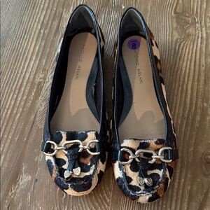 ANTONIO MELANI Animal Print Flats with Gold Accent